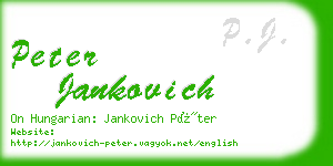 peter jankovich business card